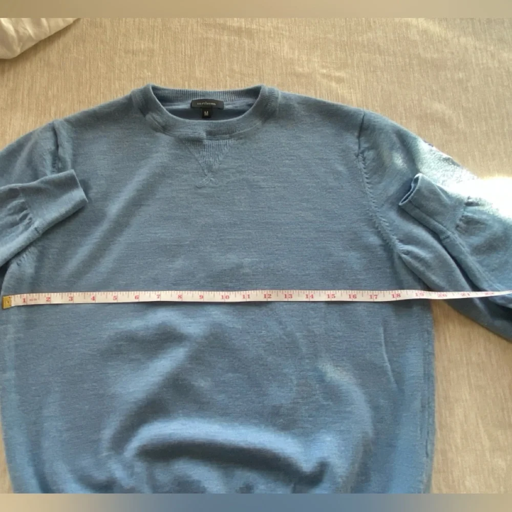 Turtleson Golf Extra Fine Merino Wool Blue Crewneck Sweater Men Medium
